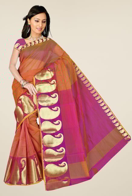 Pavecha's Brown Chettinad Cotton Silk Saree Pavecha's Brown Chettinad Cotton Silk Saree