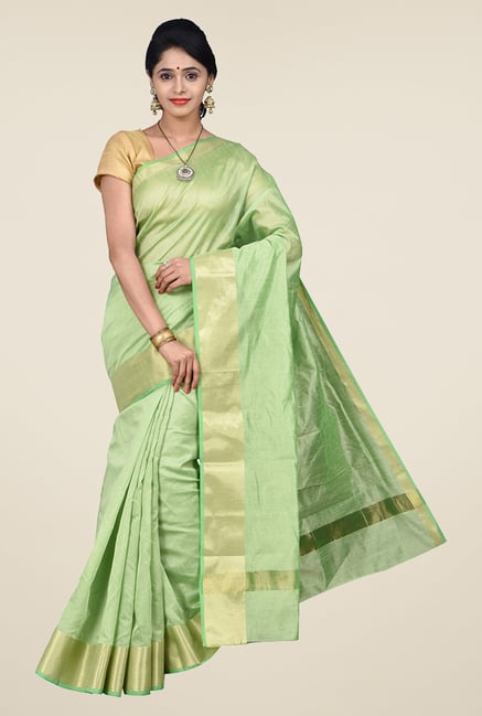 Pavecha's Green Banarasi Cotton Silk Saree Pavecha's Green Banarasi Cotton Silk Saree