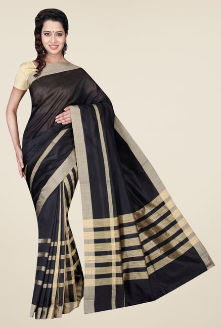 Pavecha's Black & Gold Banarasi Cotton Silk Saree Pavecha's Black & Gold Banarasi Cotton Silk Saree