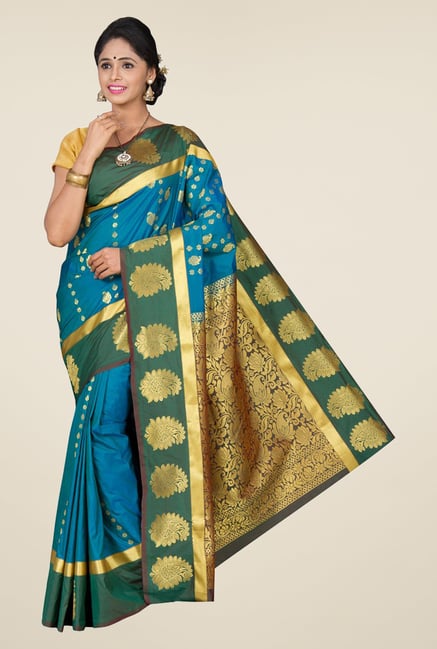 Pavecha's Blue Kanjivaram Silk Saree Pavecha's Blue Kanjivaram Silk Saree