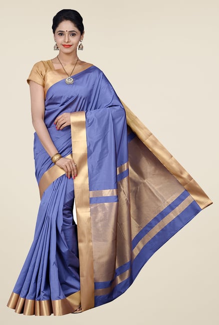 Pavecha's Blue Banarasi Cotton Silk Saree Pavecha's Blue Banarasi Cotton Silk Saree
