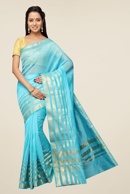 Pavecha's Aqua Banarasi Cotton Silk Zari Saree Pavecha's Aqua Banarasi Cotton Silk Zari Saree