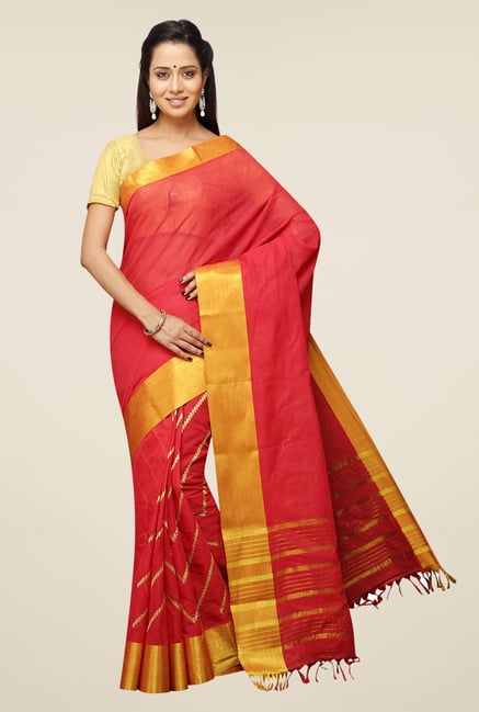 Pavecha's Red Mangalagiri Cotton Saree Pavecha's Red Mangalagiri Cotton Saree