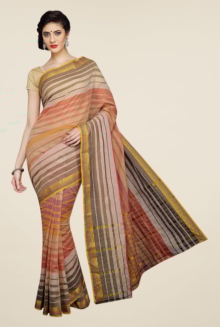 Pavecha's Multicolor Mangalagiri Striped Cotton Saree Pavecha's Multicolor Mangalagiri Striped Cotton Saree