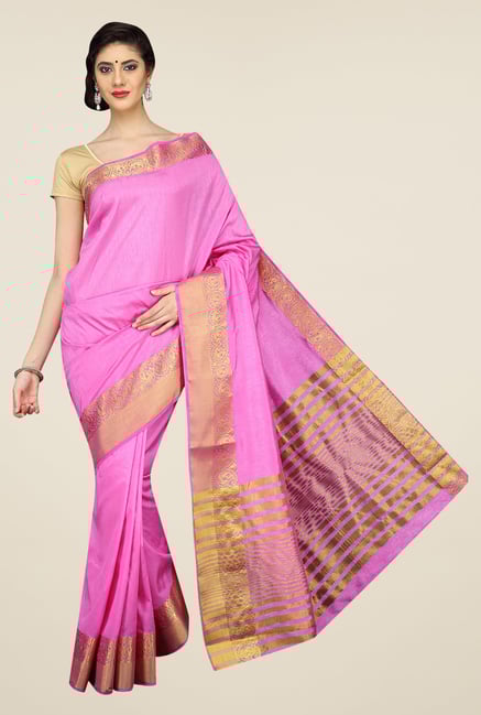 Pavecha's Pink Mangalagiri Cotton Silk Saree Pavecha's Pink Mangalagiri Cotton Silk Saree