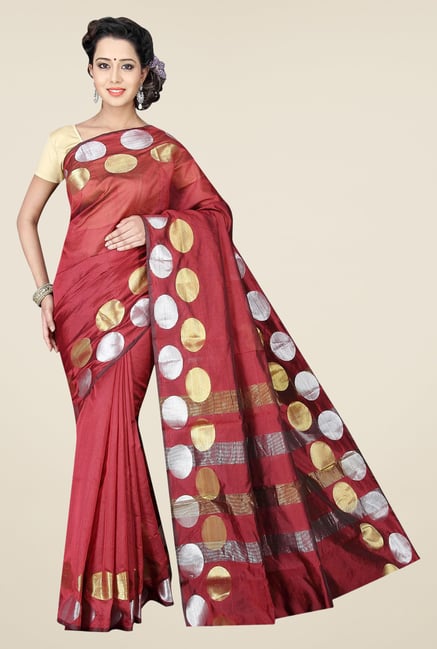 Pavecha's Rust Banarasi Cotton Silk Saree Pavecha's Rust Banarasi Cotton Silk Saree