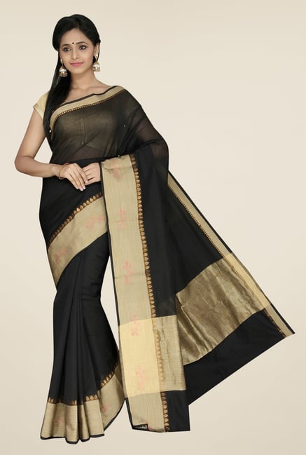 Pavecha's Black Banarasi Cotton Silk Saree Pavecha's Black Banarasi Cotton Silk Saree
