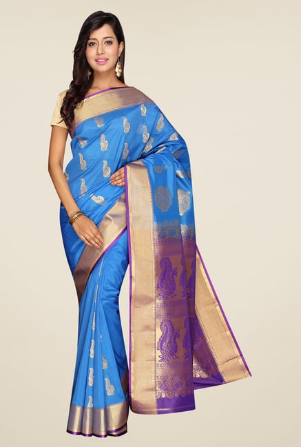 Pavecha's Blue Kanjivaram Art Silk Saree Pavecha's Blue Kanjivaram Art Silk Saree