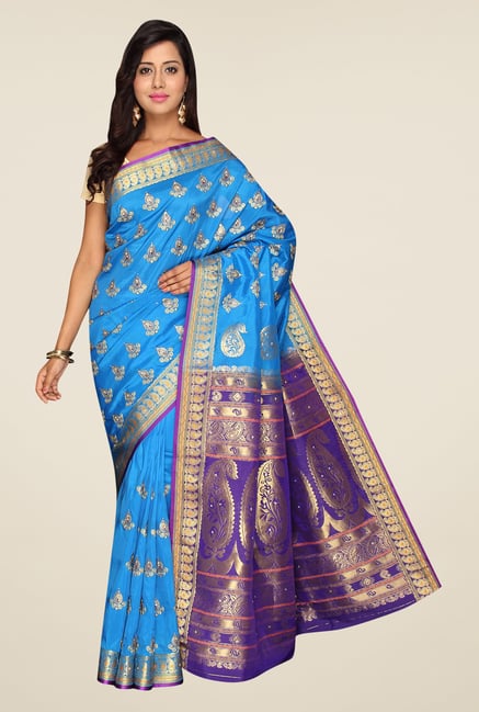 Pavecha's Blue Kanjivaram Art Silk Saree Pavecha's Blue Kanjivaram Art Silk Saree