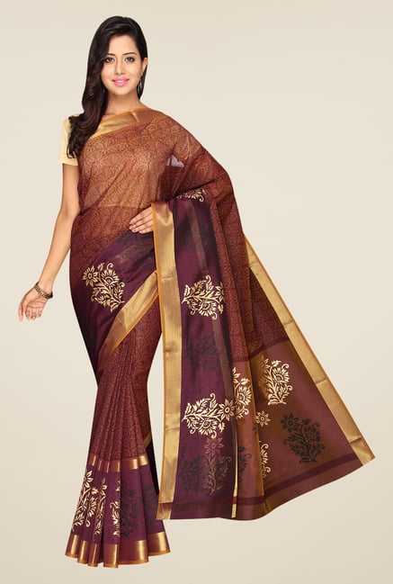 Pavecha's Brown Mangalagiri Cotton Saree Pavecha's Brown Mangalagiri Cotton Saree
