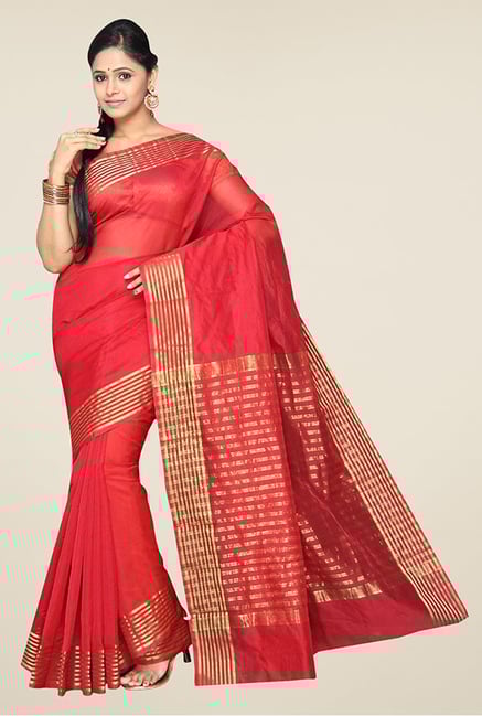 Pavecha's Red Banarasi Cotton Silk Saree Pavecha's Red Banarasi Cotton Silk Saree
