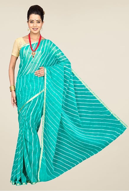 Pavecha's Teal Chiffon Zari Saree Pavecha's Teal Chiffon Zari Saree