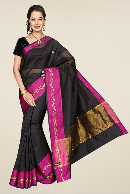 Pavecha's Black Banarasi Silk Cotton Blend Saree Pavecha's Black Banarasi Silk Cotton Blend Saree