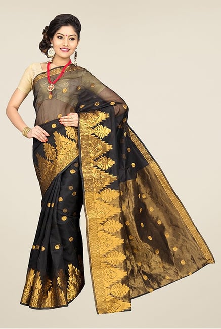 Pavecha's Black Banarasi Cotton Silk Zari Saree Pavecha's Black Banarasi Cotton Silk Zari Saree