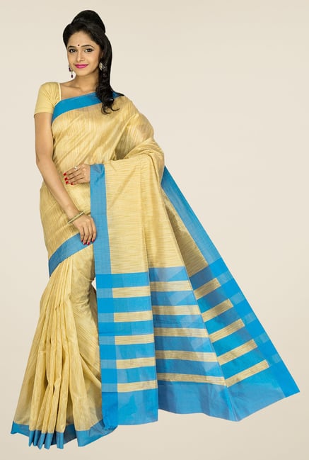 Pavecha's Beige Banarasi Cotton Silk Saree Pavecha's Beige Banarasi Cotton Silk Saree