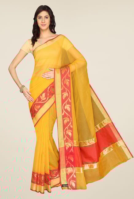 Pavecha's Yellow Banarasi Kota Cotton Saree Pavecha's Yellow Banarasi Kota Cotton Saree