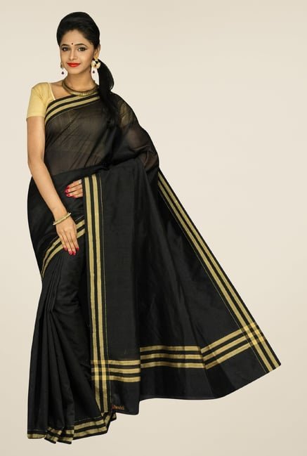 Pavecha's Black Banarasi Cotton Silk Saree Pavecha's Black Banarasi Cotton Silk Saree