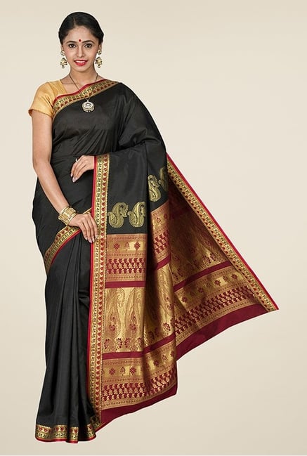 Pavecha's Black Kanjivaram Art Silk Saree Pavecha's Black Kanjivaram Art Silk Saree