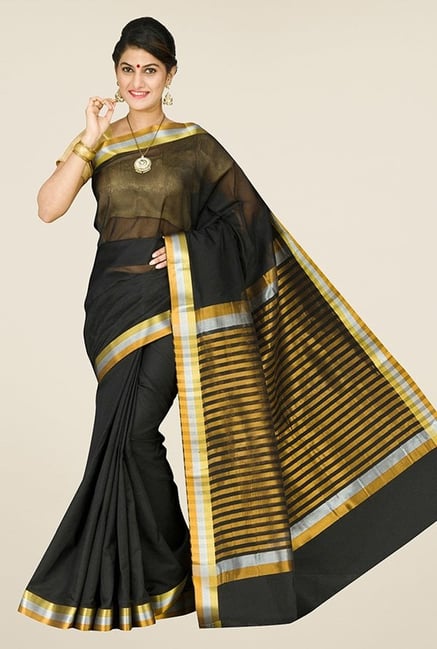 Pavecha's Black Banarasi Cotton Silk Saree Pavecha's Black Banarasi Cotton Silk Saree
