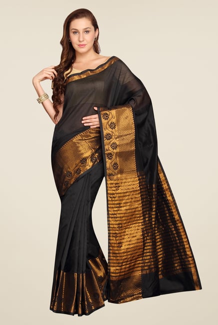 Pavecha's Black Banarasi Cotton Silk Saree Pavecha's Black Banarasi Cotton Silk Saree
