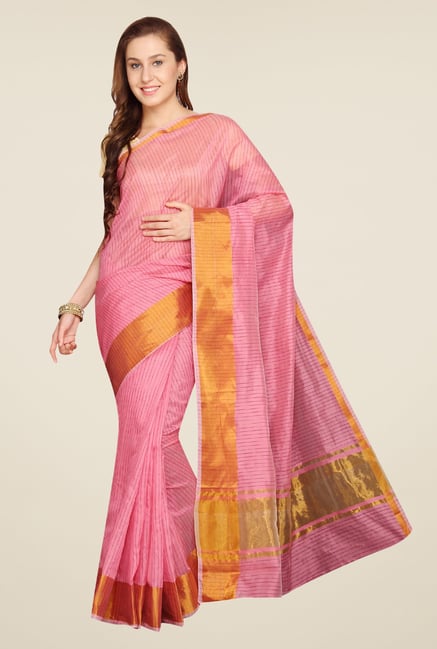Pavecha's Pink Banarasi Cotton Silk Saree Pavecha's Pink Banarasi Cotton Silk Saree