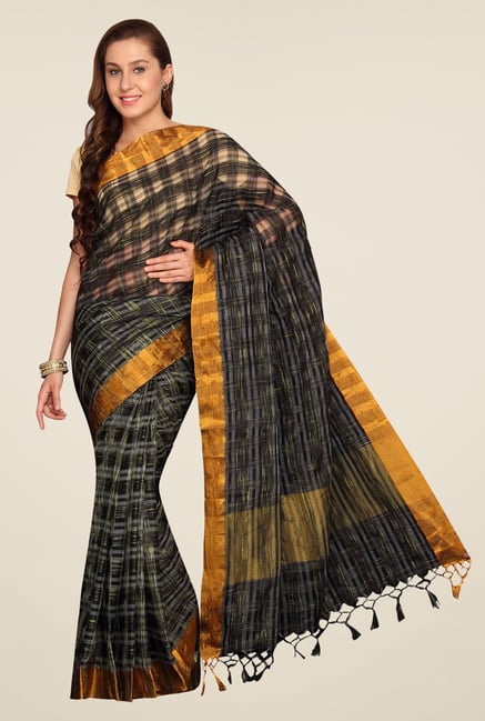 Pavecha's Black Banarasi Self Cotton Silk Saree Pavecha's Black Banarasi Self Cotton Silk Saree