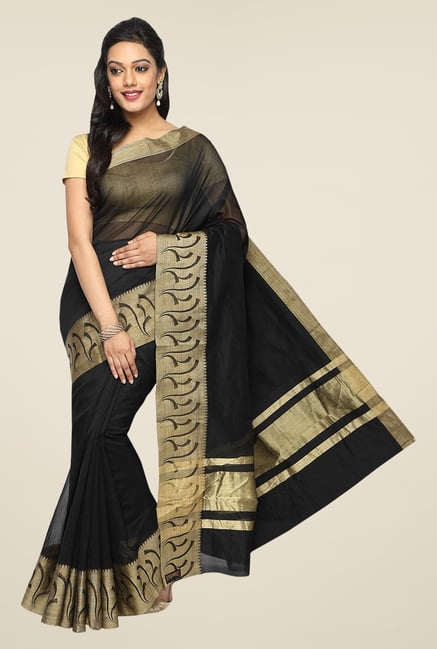 Pavecha's Black Banarasi Cotton Silk Zari Saree Pavecha's Black Banarasi Cotton Silk Zari Saree