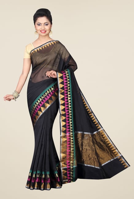 Pavecha's Black Banarasi Cotton Silk Saree Pavecha's Black Banarasi Cotton Silk Saree