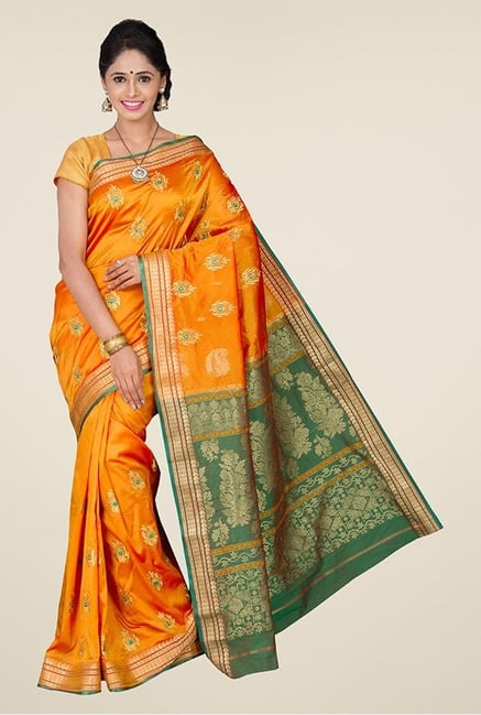 Pavecha's Orange Kanjivaram Silk Saree Pavecha's Orange Kanjivaram Silk Saree