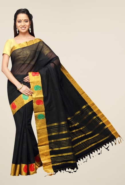 Pavecha's Black Mangalagiri Cotton Saree Pavecha's Black Mangalagiri Cotton Saree