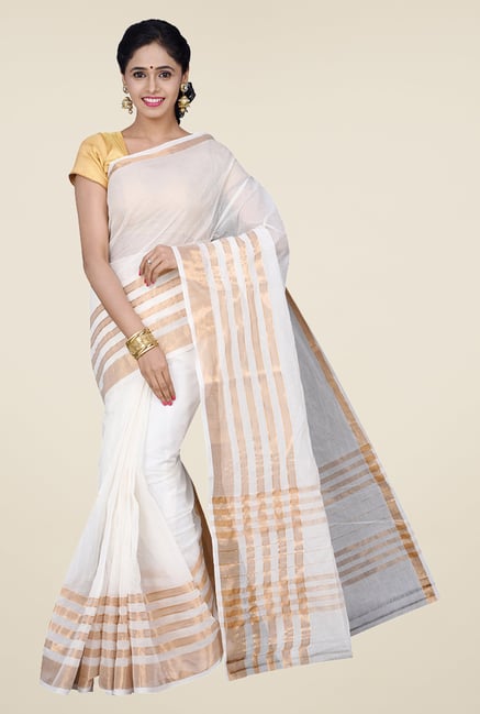 Pavecha's White Venakatagiri Cotton Saree Pavecha's White Venakatagiri Cotton Saree