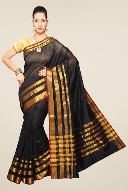 Pavecha's Black Banarasi Cotton Silk Saree Pavecha's Black Banarasi Cotton Silk Saree