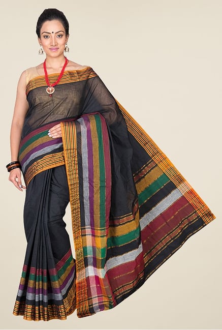 Pavecha's Black Mangalagiri Cotton Saree Pavecha's Black Mangalagiri Cotton Saree