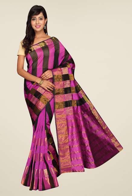 Pavecha's Purple Banarasi Cotton Silk Saree Pavecha's Purple Banarasi Cotton Silk Saree