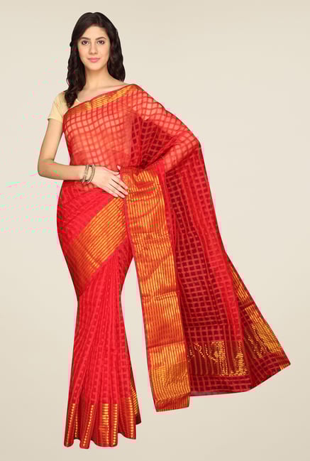 Pavecha's Red Banarasi Cotton Silk Saree Pavecha's Red Banarasi Cotton Silk Saree