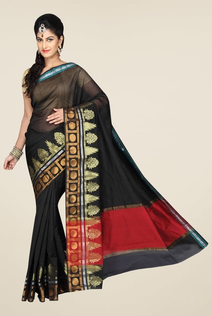 Pavecha's Black Banarasi Cotton Silk Printed Saree Pavecha's Black Banarasi Cotton Silk Printed Saree