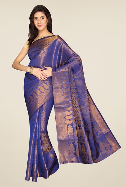 Pavecha's Purple Banarasi Silk Cotton Blend Saree Pavecha's Purple Banarasi Silk Cotton Blend Saree