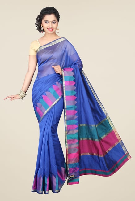 Pavecha's Blue Banarasi Cotton Silk Saree Pavecha's Blue Banarasi Cotton Silk Saree