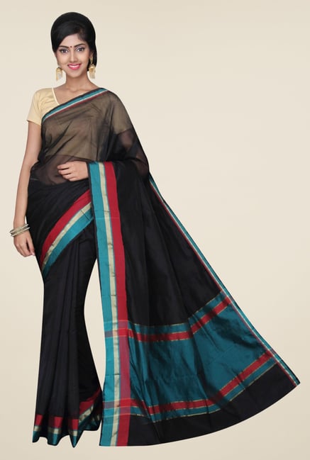 Pavecha's Black Banarasi Cotton Solid Saree Pavecha's Black Banarasi Cotton Solid Saree