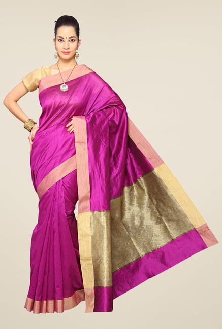 Pavecha's Magenta Cotton Silk Saree Pavecha's Magenta Cotton Silk Saree