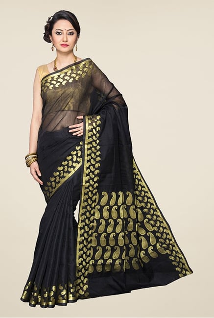Pavecha's Black Banarasi Cotton Silk Saree Pavecha's Black Banarasi Cotton Silk Saree