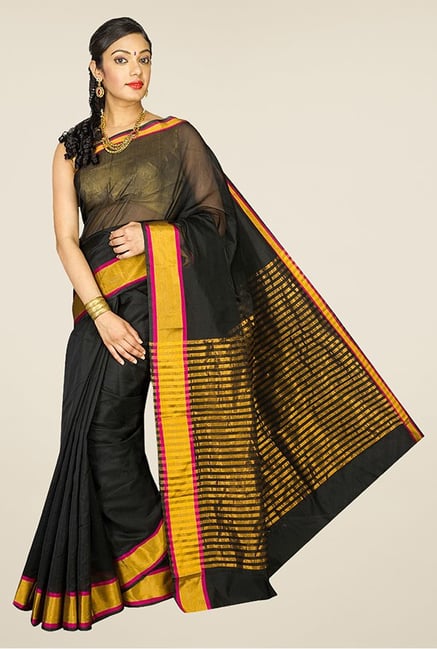 Pavecha's Black Banarasi Cotton Silk Saree Pavecha's Black Banarasi Cotton Silk Saree