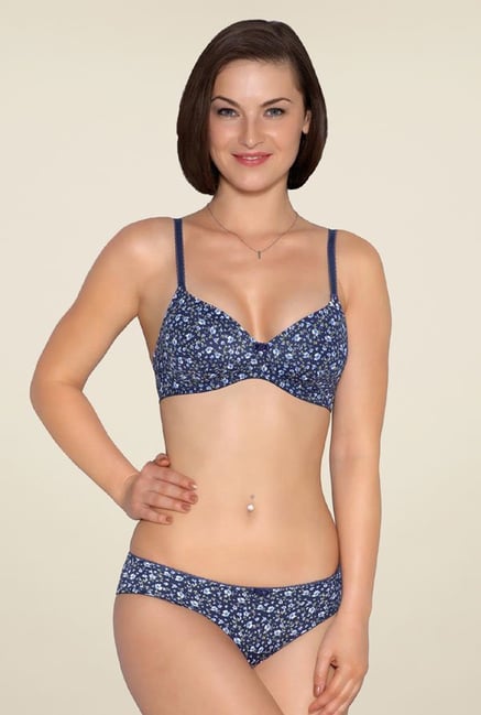 Amante Navy Floral Print Bikini Panty Amante Navy Floral Print Bikini Panty
