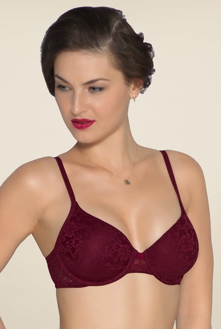 Amante Maroon Lace Padded Underwired Bra Amante Maroon Lace Padded Underwired Bra