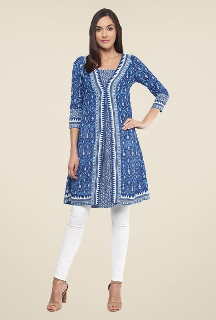 Fusion Beats Blue Printed Kurti Fusion Beats Blue Printed Kurti
