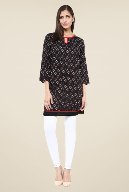 Fusion Beats Black Printed Tunic Fusion Beats Black Printed Tunic