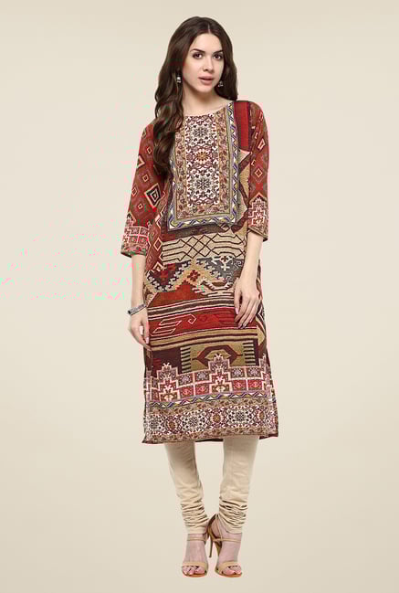 Fusion Beats Maroon Printed Kurta Fusion Beats Maroon Printed Kurta