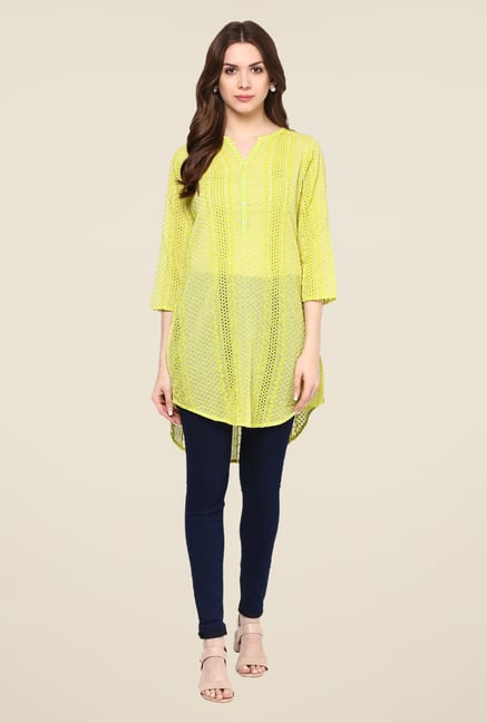 Fusion Beats Lime Embroidered Tunic Fusion Beats Lime Embroidered Tunic