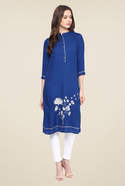Fusion Beats Blue Printed Kurta Fusion Beats Blue Printed Kurta