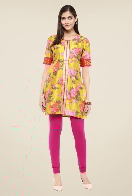Fusion Beats Lime Floral Print Tunic Fusion Beats Lime Floral Print Tunic